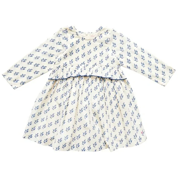 Pink Chicken Cream and Blue Floral Dress - Size 6 - Picture 1 of 6